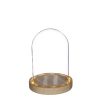 Glazen stolp hout LED 17cm