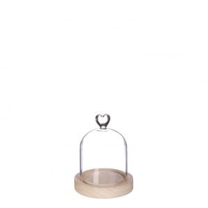 Glazen stolp hout hart 13cm