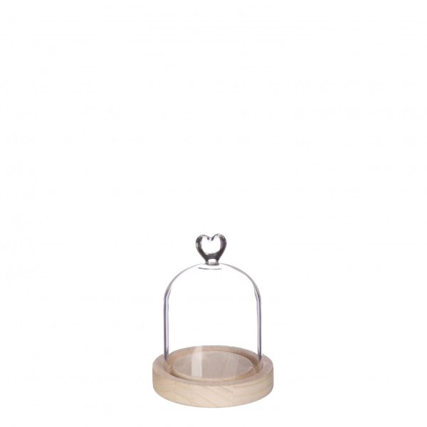 Glazen stolp hout hart 13cm