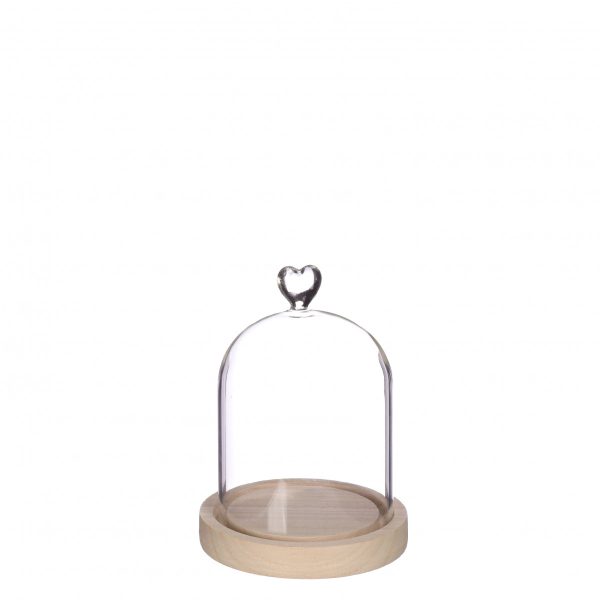 Glazen stolp hout hart 16cm