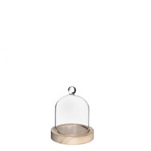 Glazen stolp hout knop 12cm