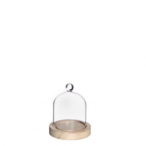 Glazen stolp hout knop 12cm