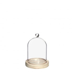 Glazen stolp hout knop 15cm
