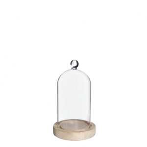 Glazen stolp hout knop 17cm