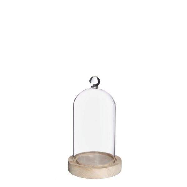 Glazen stolp hout knop 17cm