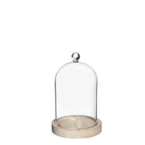 Glazen stolp hout knop 18cm