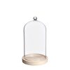 Glazen stolp hout knop 24cm
