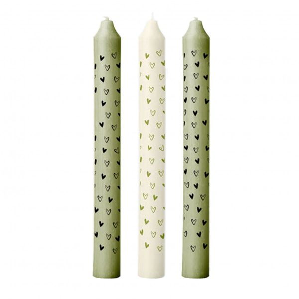 Kaars Hearts - groen Dinerkaars Hearts groen
