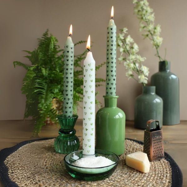 Kaars Hearts - groen sfeer Dinerkaars Hearts groen
