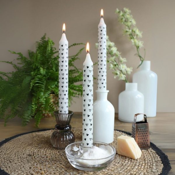 Kaars Hearts - wit sfeer Dinerkaars Hearts wit