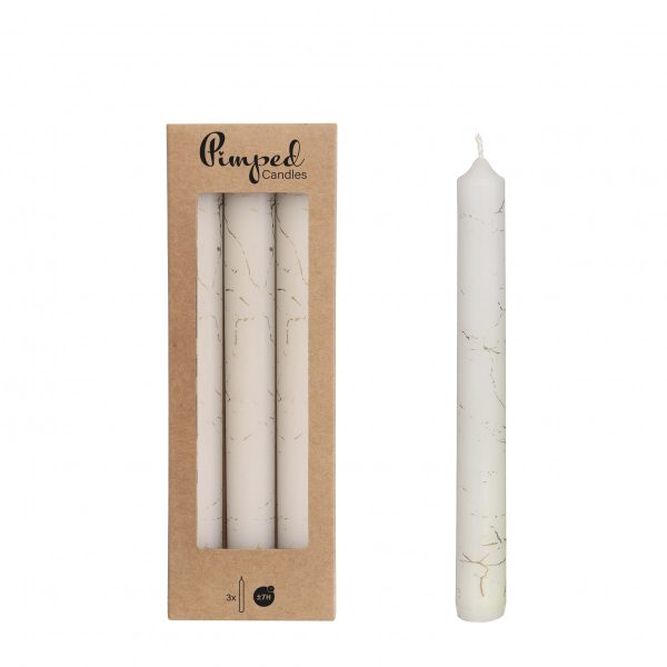 Kaars Marble - wit Dinerkaars Marble wit