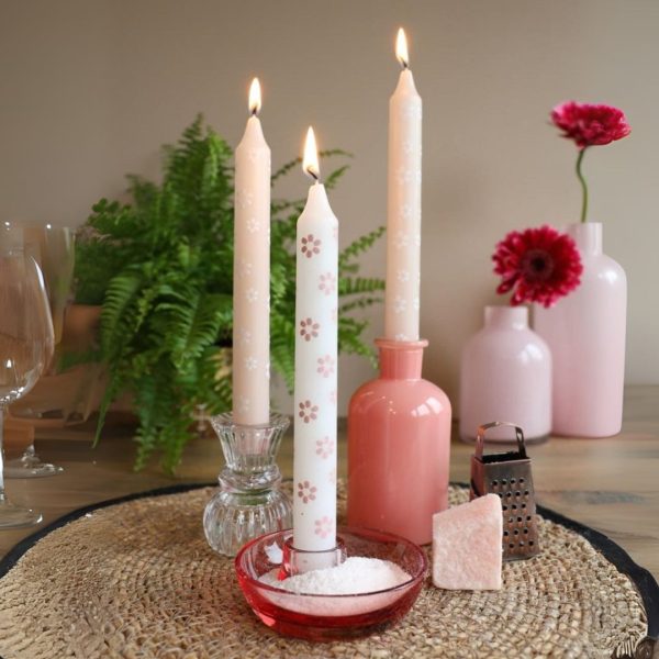 Kaars bloem - roze Dinerkaars Flowers roze