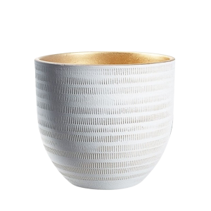 Keramische bloempot Beau wit goud d24cm