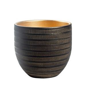 Keramische bloempot Beau zwart_ goud d24cm