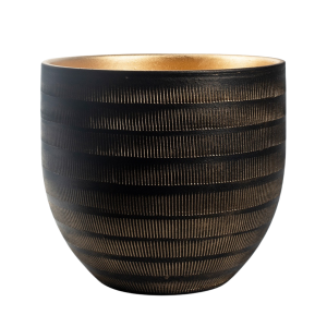 Keramische bloempot Beau zwart_ goud d29cm