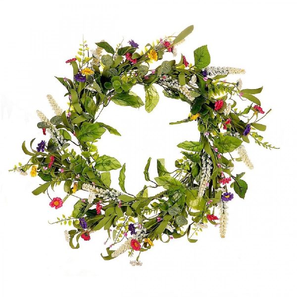 Krans zijden bloemen Spring d45cm