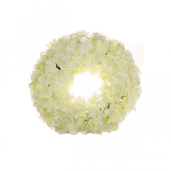 Krans zijden bloemen hydrangea d30cm creme