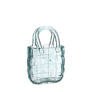 Glazen vaas Handbag blauw 14*10*22cm