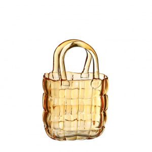 Glazen vaas Handbag geel 14*10*22cm