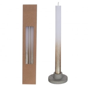Gold spray kaarsen wit d2.1*25cm Gold spray kaarsen wit d2.1*25cm