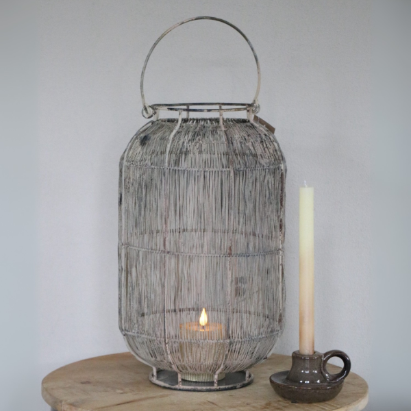 Lantaarn taupe 40cm Sfeerbeeld