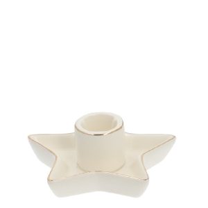 Keramiek Ster kandelaar | d10cm | Creme/ goud