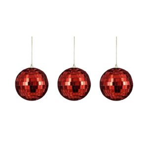 Kunststof Disco kerstbal x3 | 80mm | Rood