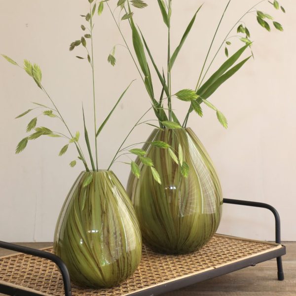 Sfeerbeeld Glas Lily Twist vaas | 15 + 20cm | Groen