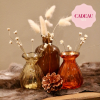Cadeauset met glazen vaasjes en droogbloemen Accessoire setje van glazen vaasjes met droogbloemen in warme tinten om cadeau te doen