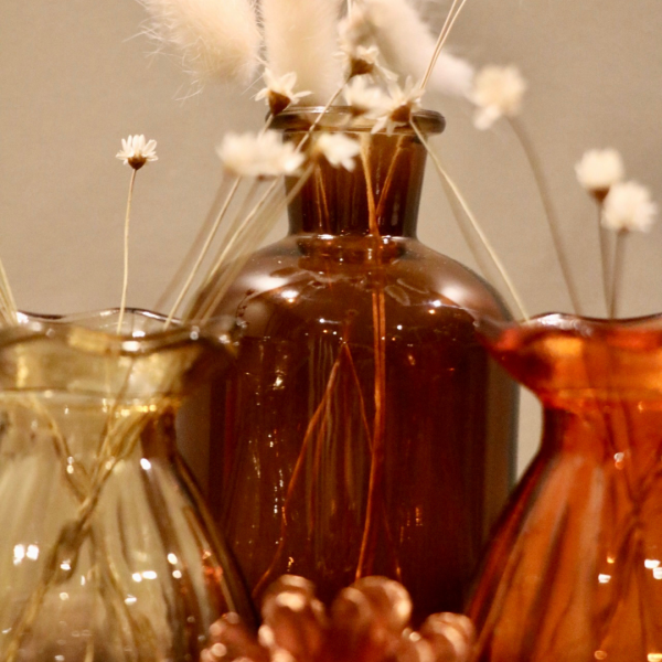 Cadeauset met glazen vaasjes en droogbloemen (2) Cadeauset | Vases full of warmth | Glazen vaasjes met droogbloemen