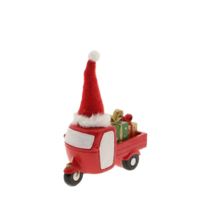 Keramiek Tuktuk kerst deco | 11x5x13cm | Rood