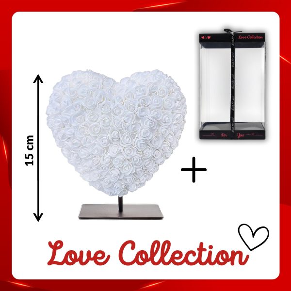 4401366_2D_0002 Rozen Hart deluxe + standaard | 15cm | Wit