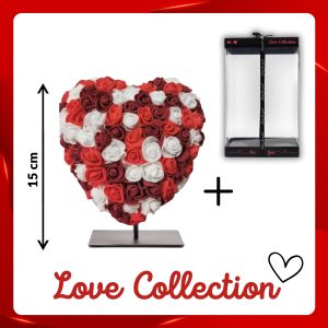 Rozen Hart deluxe + standaard | 15cm | Bordeaux/ wit Rozen Hart deluxe + standaard | 15cm | Bordeaux/ wit