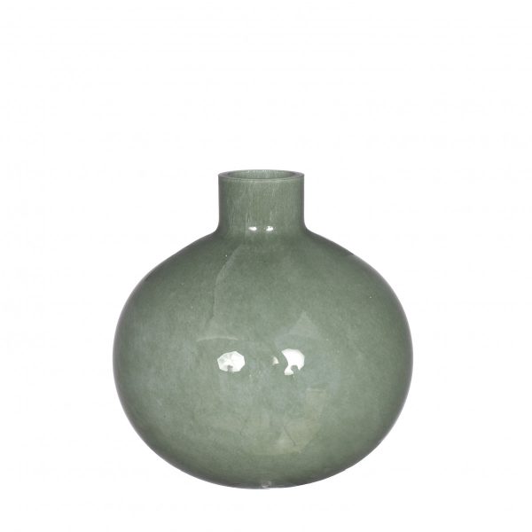 Glas Rose vaas | d2/18x18cm | Groen/grijs