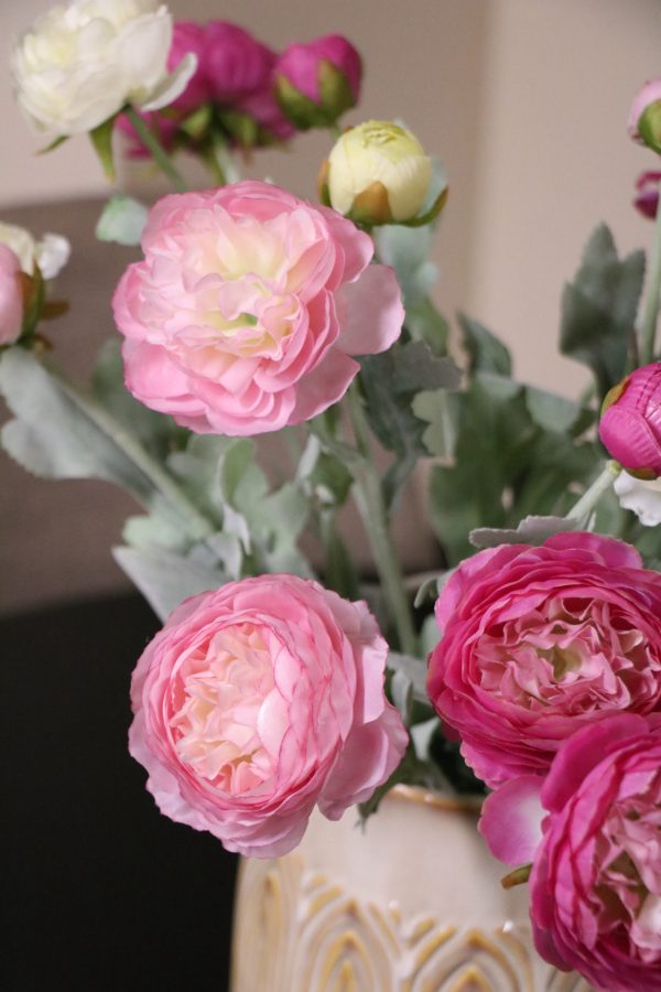 Zijden bloemen Soft Harmony boeket _ d40x50cm _ Roze_ wit