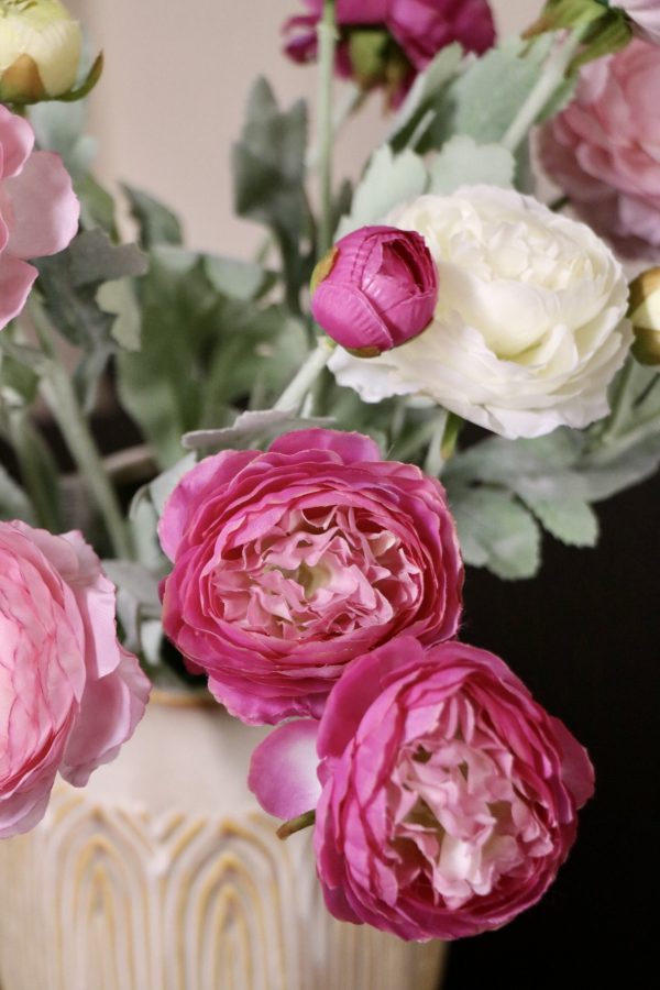 Zijden bloemen Soft Harmony boeket _ d40x50cm _ Roze_ wit