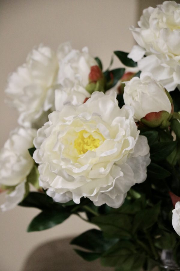 Zijden bloemen White Clouds boeket _ d45x65cm _ Wit