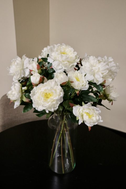 Zijden bloemen - boeket pioenrozen - White Clouds