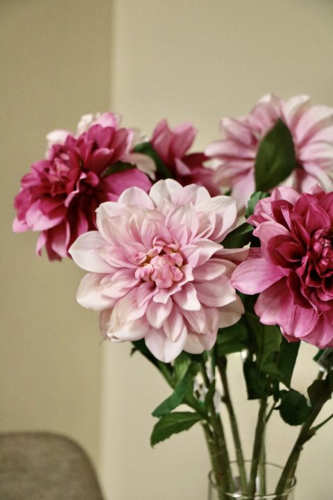 Zijden bloemen - boeket dahlia's - Pink Blush