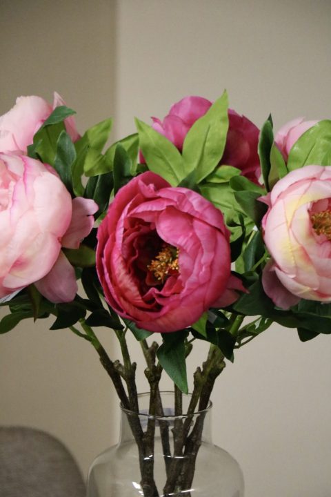 Zijden bloemen - boeket pioenrozen - Powerful Pink