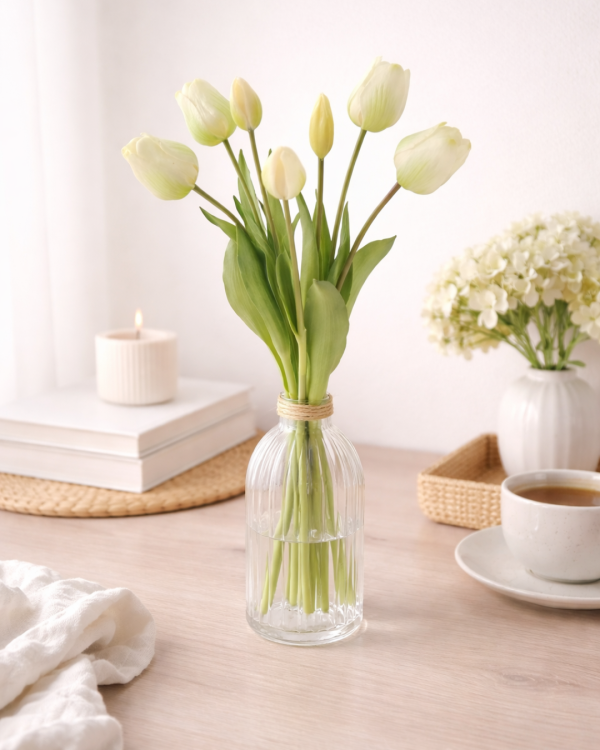 Zijden bloemen tulpen - Creme