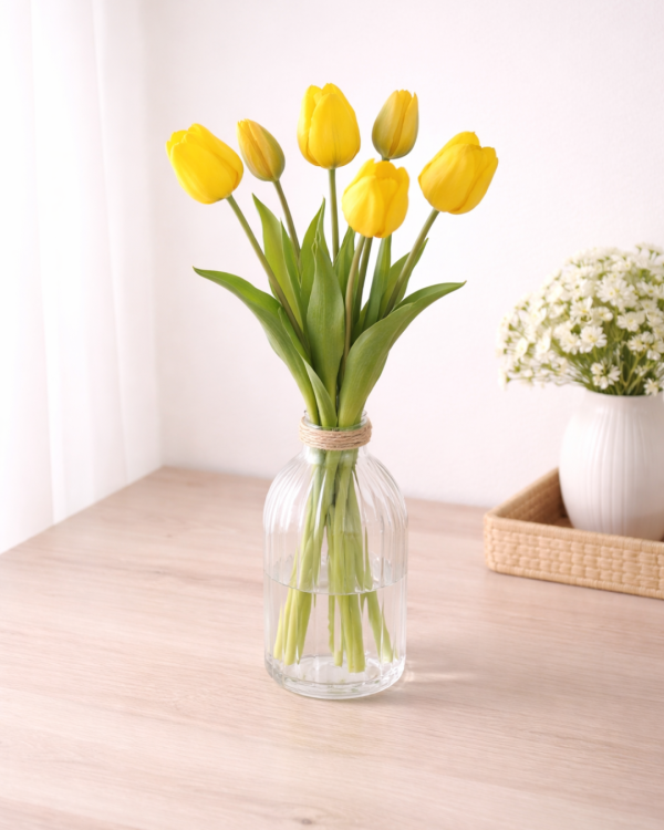 Zijden bloemen tulpen - Geel