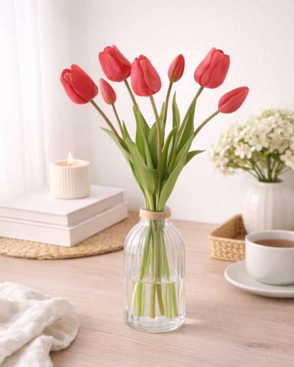 Zijden bloemen tulpen - Koraal