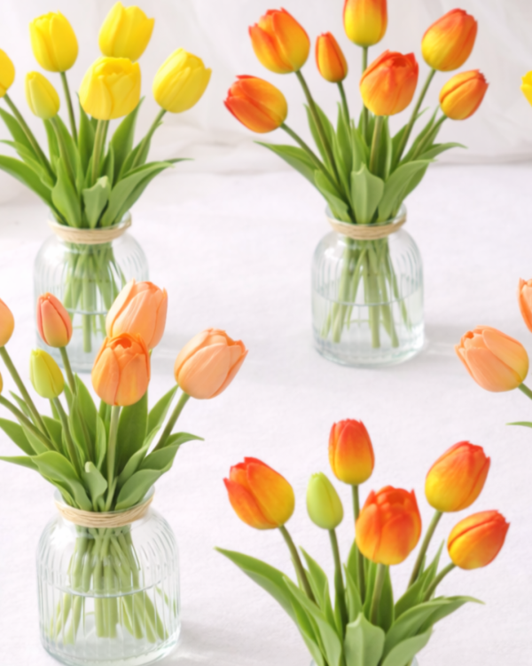 Zijden bloemen tulpen - Mix & Match geel, oranje, perzik