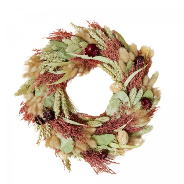 Floriëtte krans Rosewood | d35cm | Groen/roze