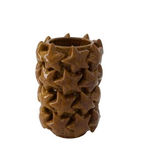 5704260_2D_0001 Keramiek Stars vaas | d17*26cm | Bruin