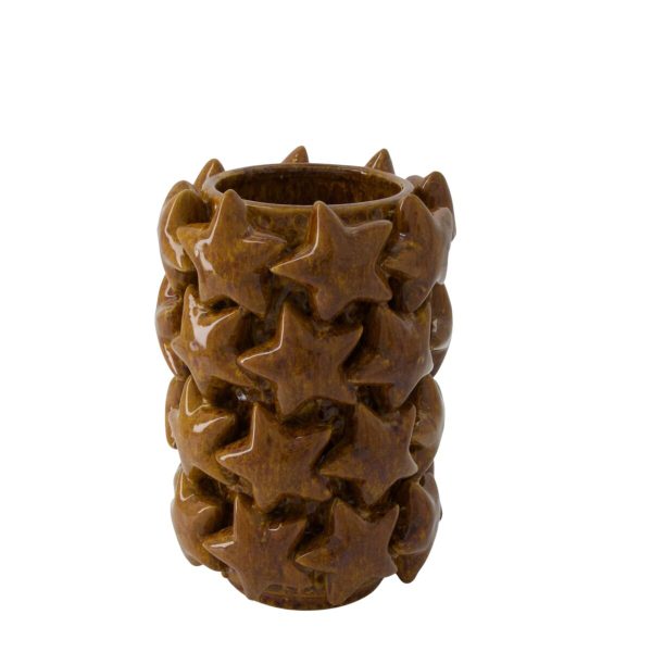 5704260_2D_0001 Keramiek Stars vaas | d17*26cm | Bruin